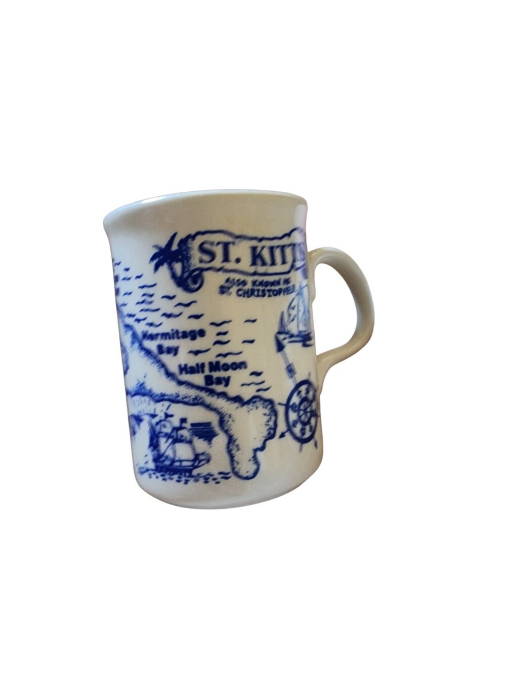Vintage ST. KITTS Nevis Caribbean Made In Wales Stoneware Mug RARE!
